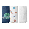 Space Planet Muslin Blanket Set (70x70 cm 3-Piece)