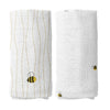 Happy Bee Embroidered 100% Cotton Muslin Blanket Set (90x90 cm 2-Piece)