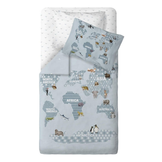 Maps Cotton Satin Baby Duvet Cover Set