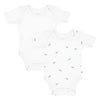 Aqua 100% Organic Cotton Baby Short Sleeve 2-Piece Bodysuit Set