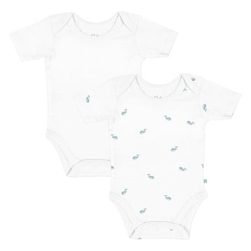 Aqua 100% Organic Cotton Baby Short Sleeve 2-Piece Bodysuit Set