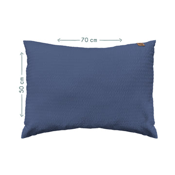 Navy Blue 100% Cotton, Poplin Seersucker Pillow Case - 50x70 cm