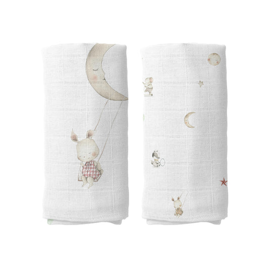 Circus 100% Cotton Muslin Blanket Set (90x90cm 2-Piece)